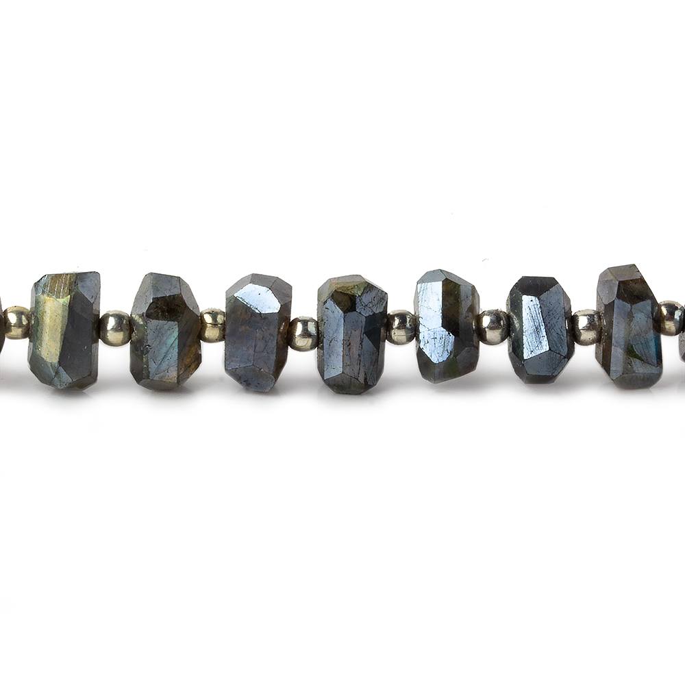 6x5-7x5mm Mystic Labradorite center drilled faceted nuggets 8 inch 33 beads - Beadsofcambay.com
