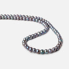 6x5-7x6mm Blue Peacock Silver Off Round 2.5mm Large Hole Freshwater Pearl 75 pcs - Beadsofcambay.com