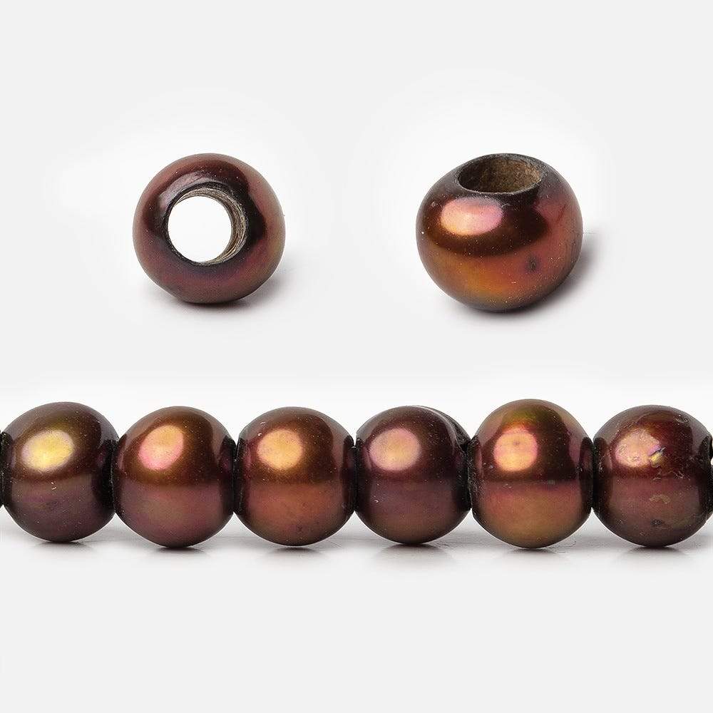 6x5-7x6mm Cinnamon Brown Off Round 2.5mm Large Hole Freshwater Pearl 75 pcs - Beadsofcambay.com