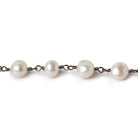 6x5-7x6mm Off White Baroque Pearl Black Gold plated Chain by the foot 25 pcs - Beadsofcambay.com