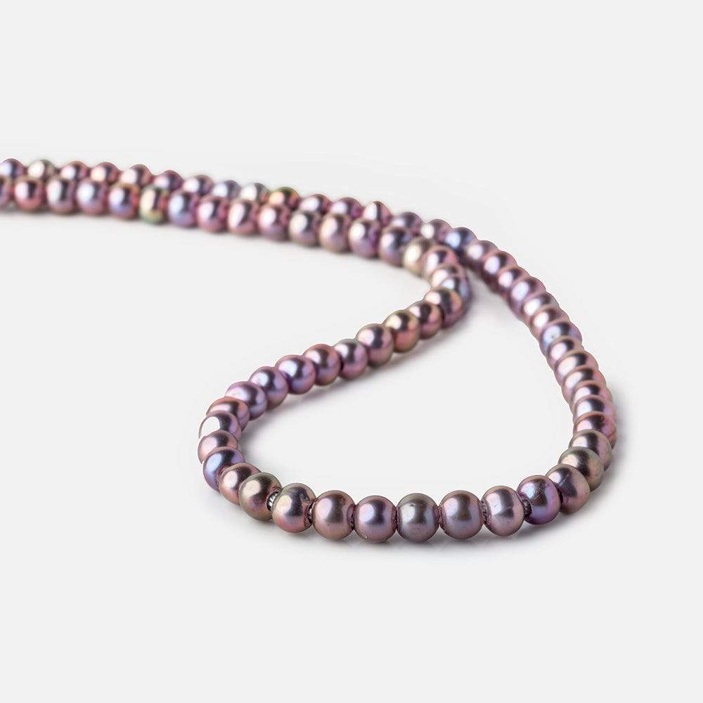 6x5-7x6mm Pink Peacock Silver Off Round 2.5mm Large Hole Freshwater Pearl 75 pcs - Beadsofcambay.com