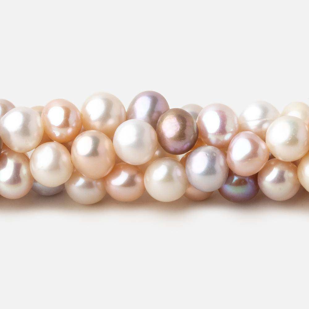 6x5-7x6mm Tri Color side drilled Baroque freshwater pearls 16 inch 68 pieces - Beadsofcambay.com