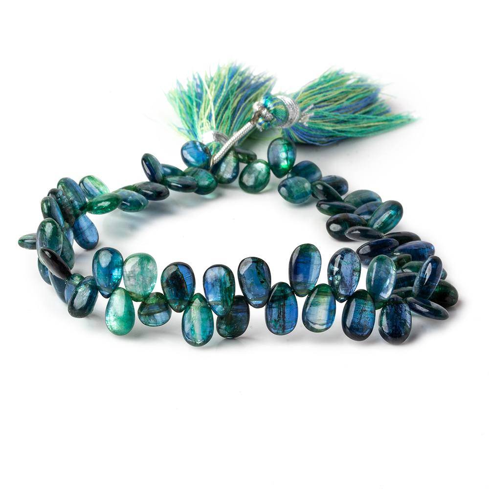 6x5-8x5mm Green Blue Kyanite Plain Pear Beads 8 inch 63 beads - Beadsofcambay.com