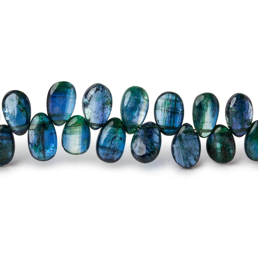 6x5-8x5mm Green Blue Kyanite Plain Pear Beads 8 inch 63 beads - Beadsofcambay.com