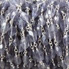 6x5-8x5mm Iolite faceted nugget Silver Chain by the foot 21 pieces - Beadsofcambay.com