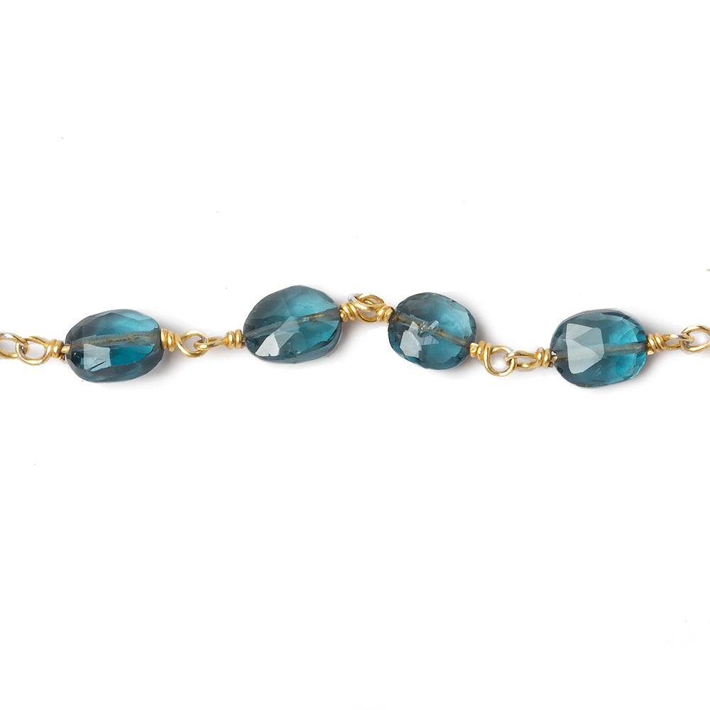 6x5-8x5mm London Blue Topaz Beads Faceted Oval with Vermeil Chain by the foot - Beadsofcambay.com