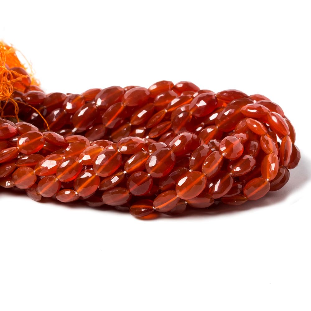6x5-8x6mm Carnelian Faceted Oval Straight Drilled Beads 8 inch 23 pieces - Beadsofcambay.com