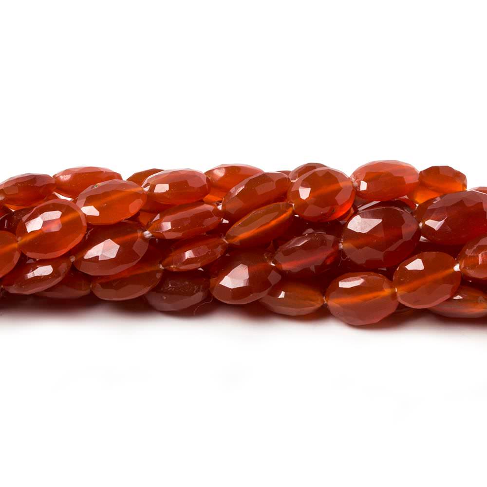 6x5-8x6mm Carnelian Faceted Oval Straight Drilled Beads 8 inch 23 pieces - Beadsofcambay.com
