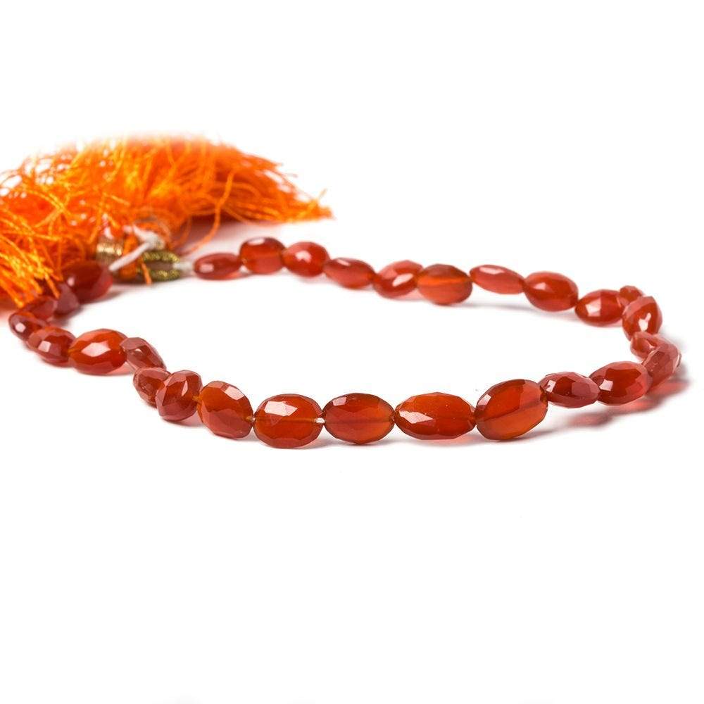 6x5-8x6mm Carnelian Faceted Oval Straight Drilled Beads 8 inch 23 pieces - Beadsofcambay.com