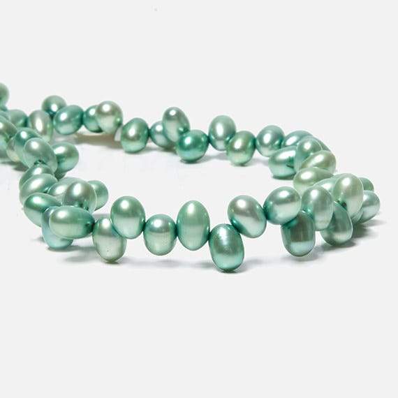 6x5-8x6mm Mint Green Top Drilled Oval Freshwater Pearls 16 inch 84 pieces - Beadsofcambay.com
