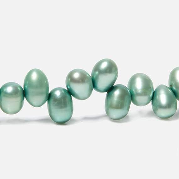 6x5-8x6mm Mint Green Top Drilled Oval Freshwater Pearls 16 inch 84 pieces - Beadsofcambay.com