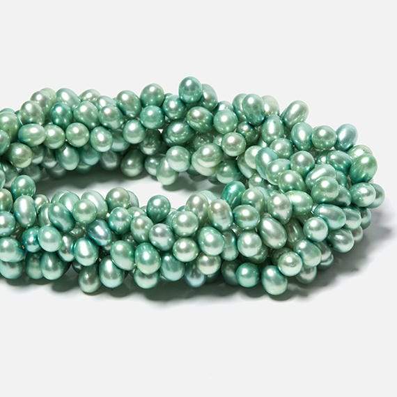6x5-8x6mm Mint Green Top Drilled Oval Freshwater Pearls 16 inch 84 pieces - Beadsofcambay.com
