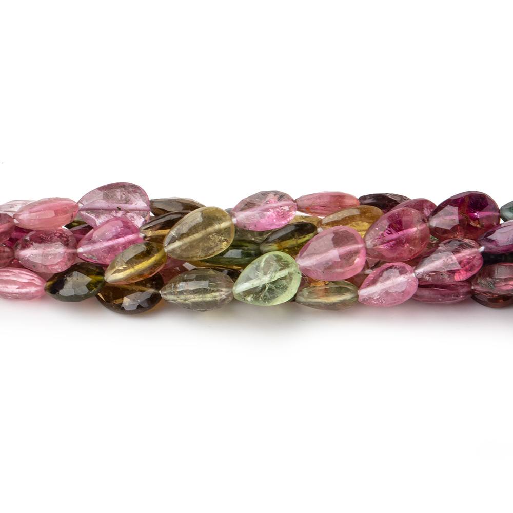 6x5-8x6mm Multi Color Tourmaline Faceted Pear Beads 15 inch 48 pieces AA - Beadsofcambay.com