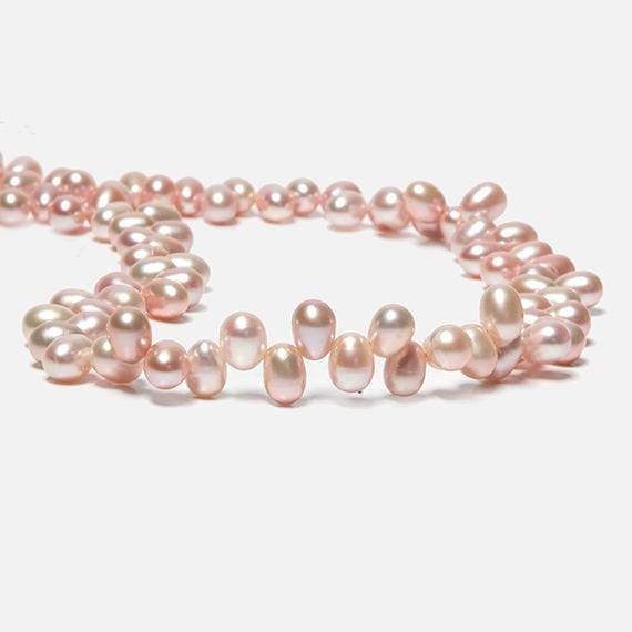 6x5-8x6mm Pink Top Drilled Oval Freshwater Pearls 16 inch 77 pieces - Beadsofcambay.com