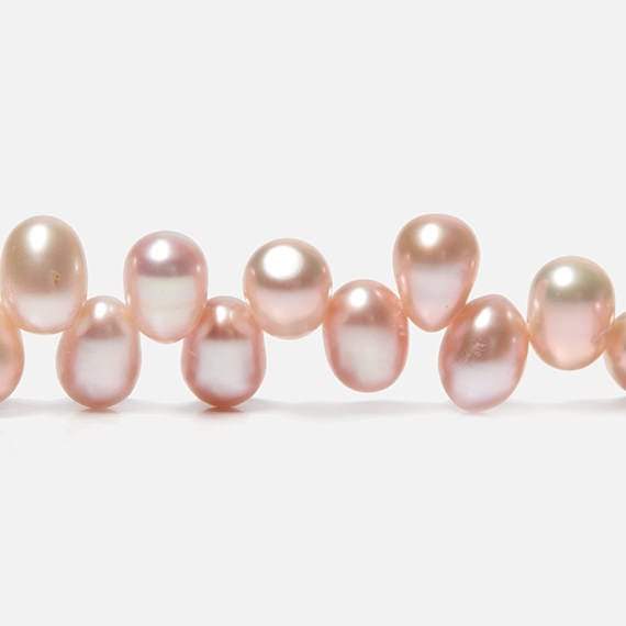6x5-8x6mm Pink Top Drilled Oval Freshwater Pearls 16 inch 77 pieces - Beadsofcambay.com