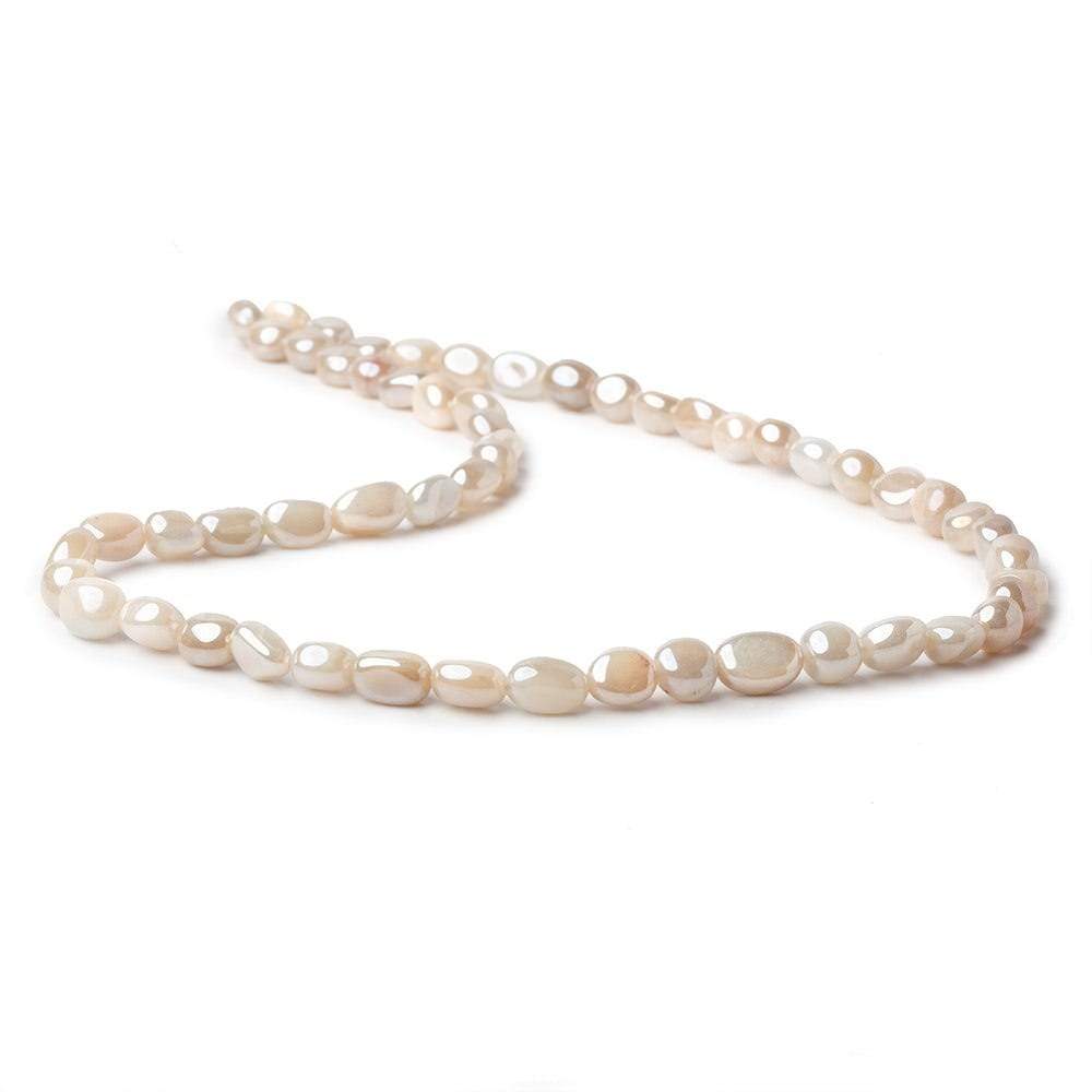 6x5-8x6mm Silver Mystic Creamy White Moonstone plain nuggets 16 inch 53 beads - Beadsofcambay.com