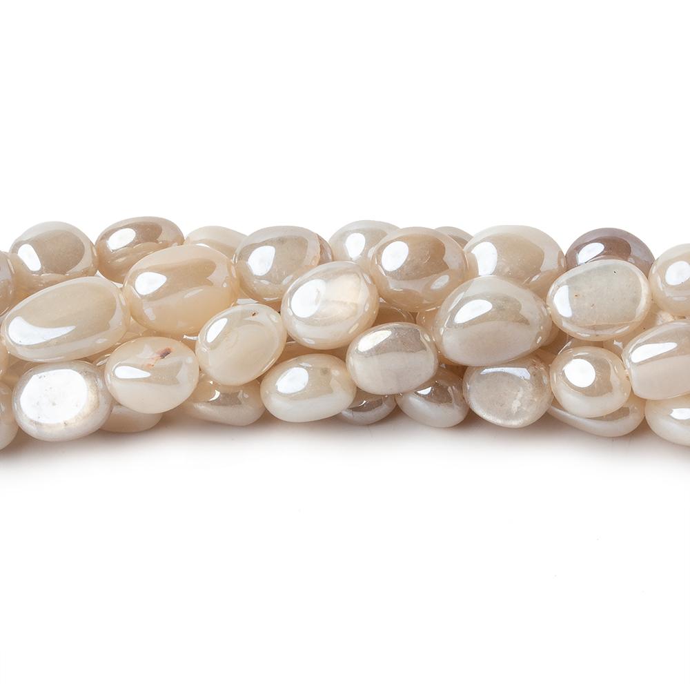 6x5-8x6mm Silver Mystic Creamy White Moonstone plain nuggets 16 inch 53 beads - Beadsofcambay.com