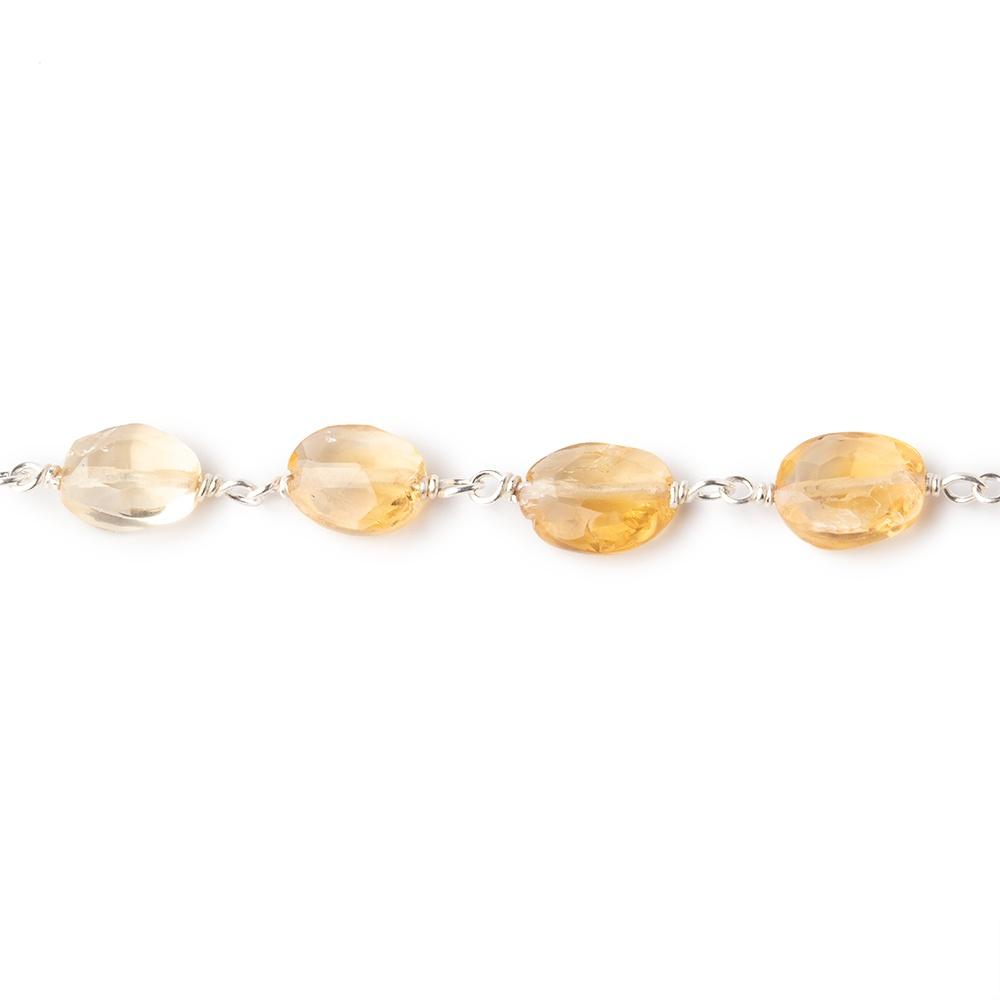 6x5-9x6mm Citrine Faceted Ovals on .925 Silver Chain by the Foot 22 beads - Beadsofcambay.com