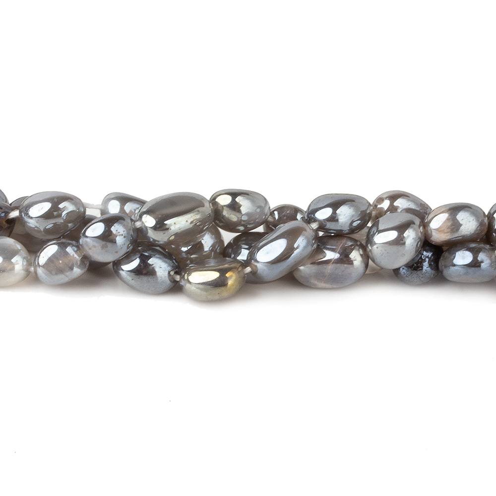 6x5-9x6mm Mystic Platinum Grey Moonstone plain nuggets 16 inch 55 beads - Beadsofcambay.com