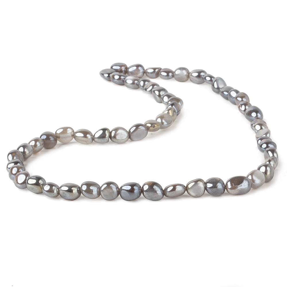 6x5-9x6mm Mystic Platinum Grey Moonstone plain nuggets 16 inch 55 beads - Beadsofcambay.com