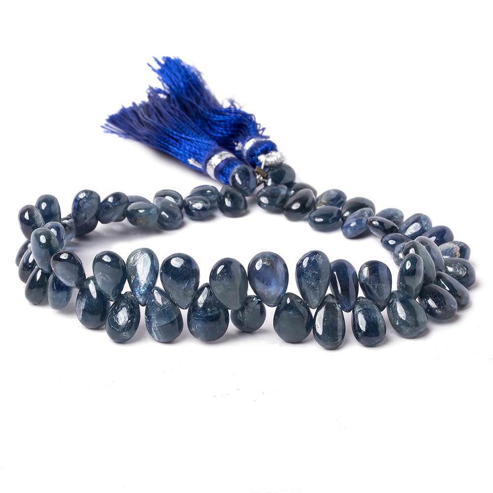6x5-9x6mm Sapphire Plain Pear Beads 8 inch 65 pieces - Beadsofcambay.com