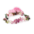 6x5-9x7mm Multi Color Tourmaline Faceted Pear Beads 8.5 inch 66 pieces - Beadsofcambay.com