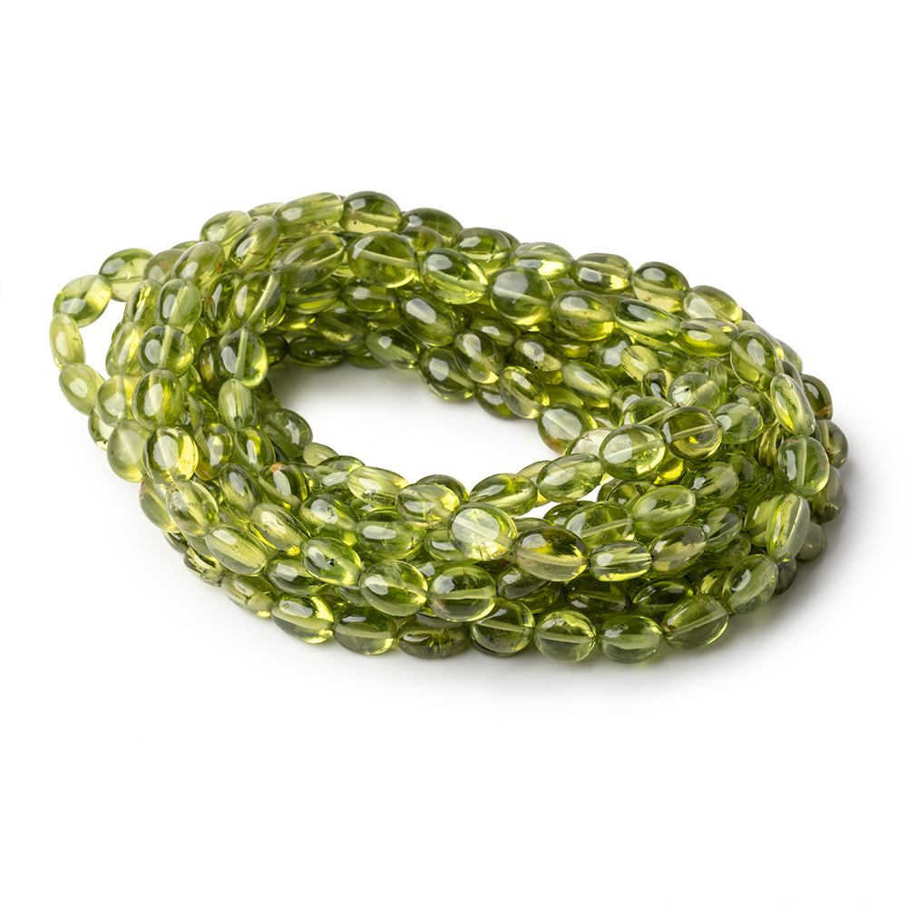 6x5-9x7mm Peridot Plain Oval Beads 15 inch 51 pieces AA - Beadsofcambay.com