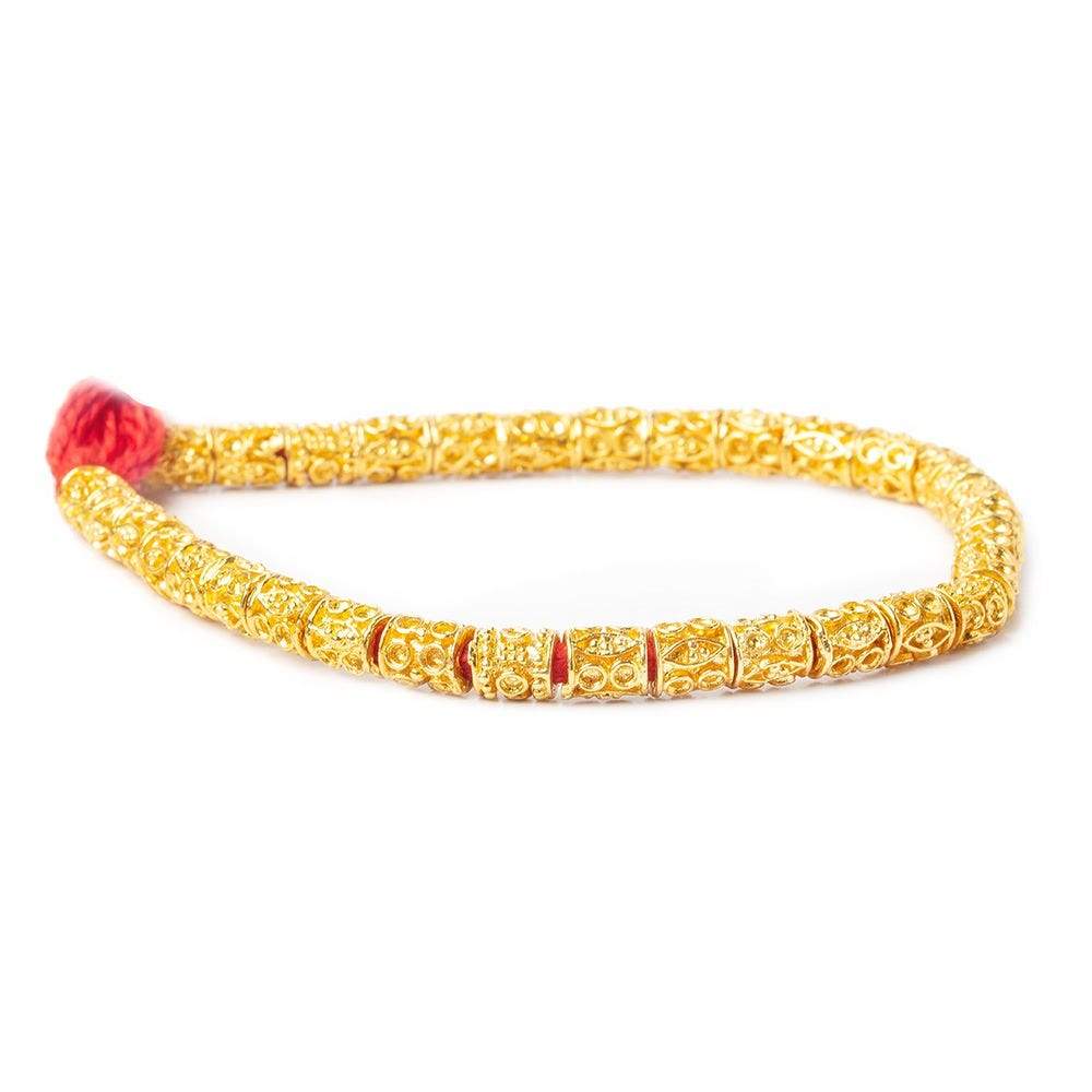 6x5mm 22kt Gold Plated Copper Bead Marquise and Circle Tube Large Hole 8 inch 33 pieces - Beadsofcambay.com