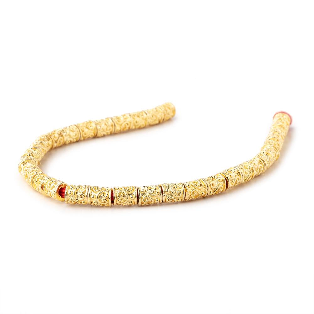 6x5mm 22kt Gold Plated Copper Twisted Pretzel Tube Beads 8 inch 33 pieces - Beadsofcambay.com