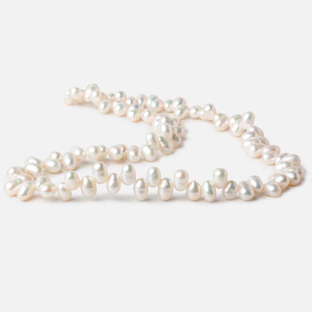 6x5mm - 7x5mm Off White Top Drilled Oval Freshwater Pearls 15.5 inch 90 pieces AA - Beadsofcambay.com