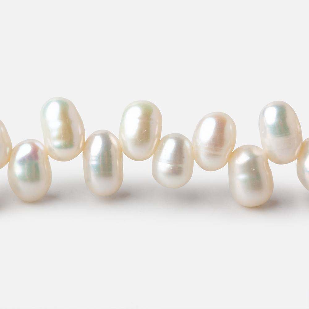 6x5mm - 7x5mm Off White Top Drilled Oval Freshwater Pearls 15.5 inch 90 pieces AA - Beadsofcambay.com