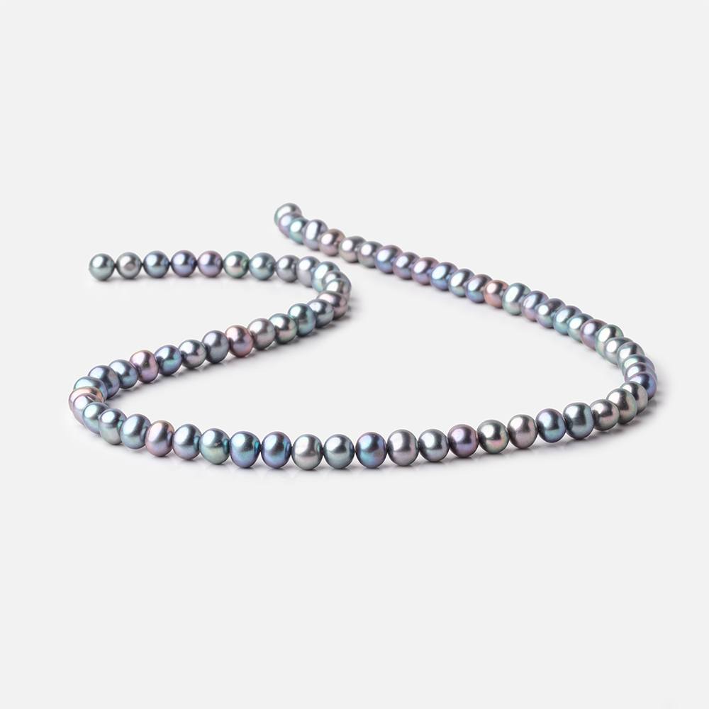 6x5mm Light Peacock Off Round Freshwater Pearls 16 inch 72 Beads - Beadsofcambay.com