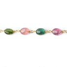 6x5mm Multi Color Tourmaline plain oval Vermeil Chain by the foot - Beadsofcambay.com