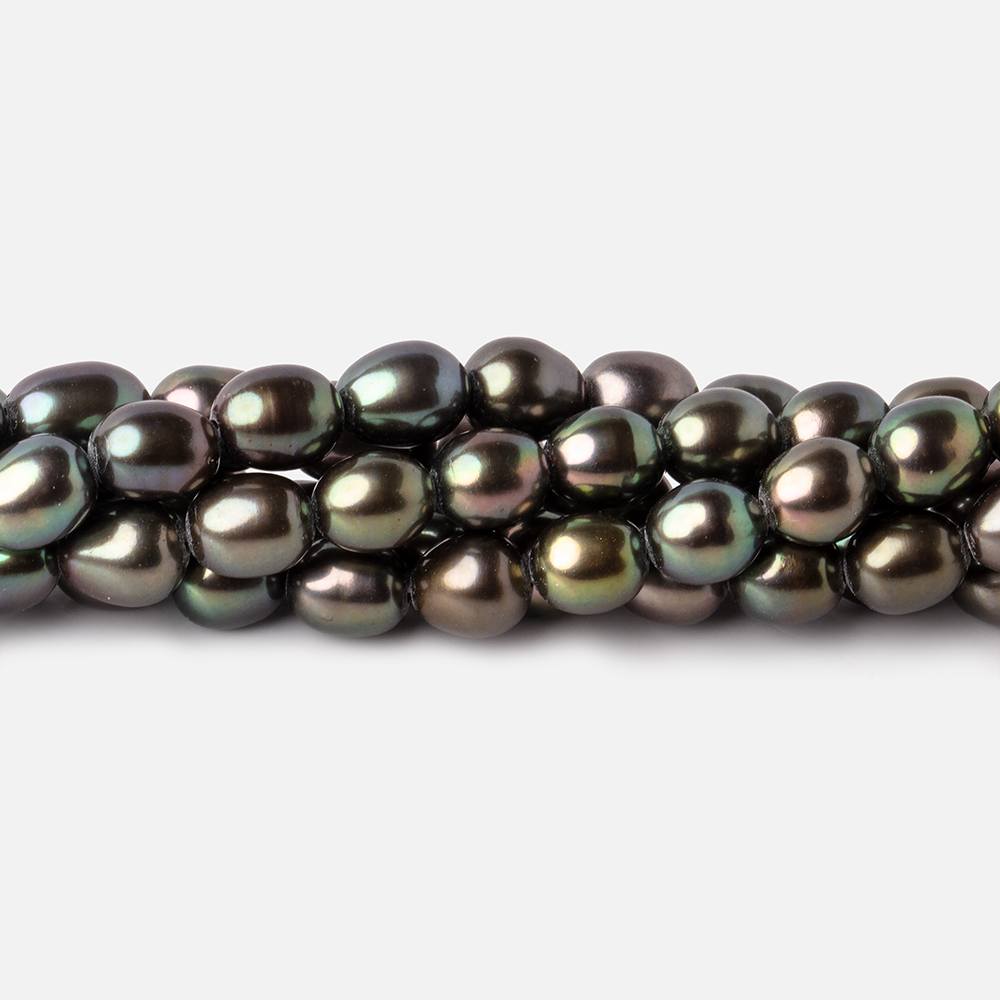 6x5mm Mushroom Green Oval Freshwater Pearl Beads 15.5 inch 62 pieces - Beadsofcambay.com