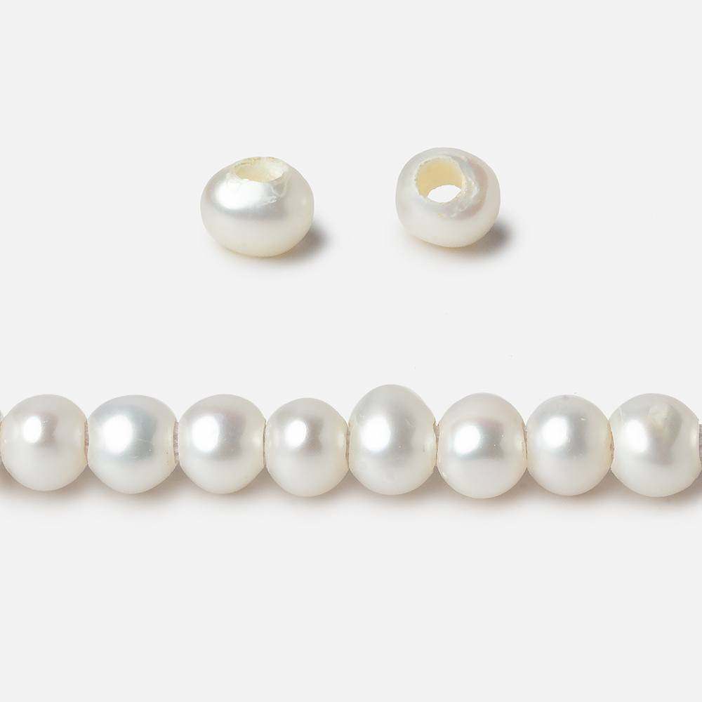 6x5mm Off White Off Round 2.5mm Large Hole Freshwater Pearl 85 pieces - Beadsofcambay.com