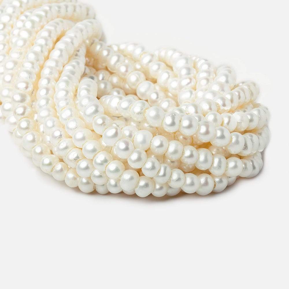 6x5mm Off White Off Round 2.5mm Large Hole Freshwater Pearl 85 pieces - Beadsofcambay.com