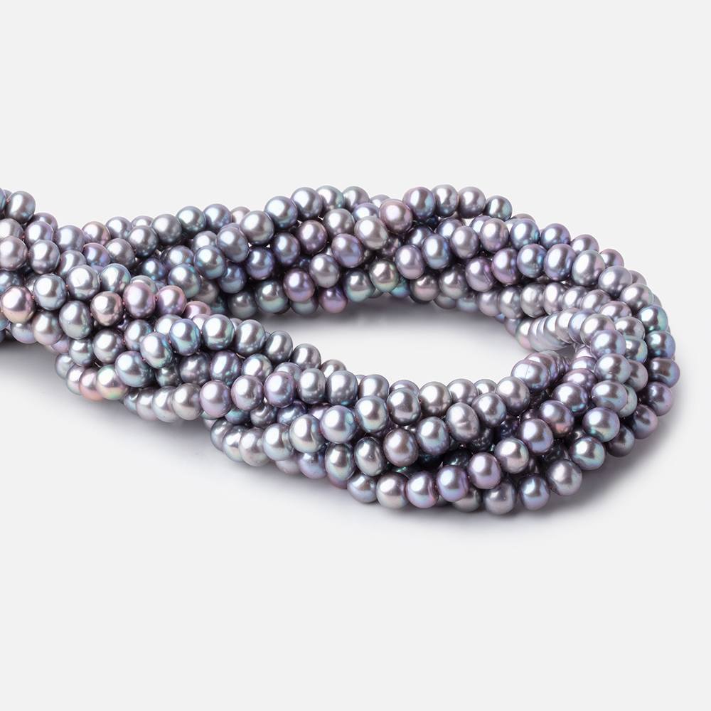 6x5mm Peacock Off Round Freshwater Pearls 16 inch 80 Beads - Beadsofcambay.com