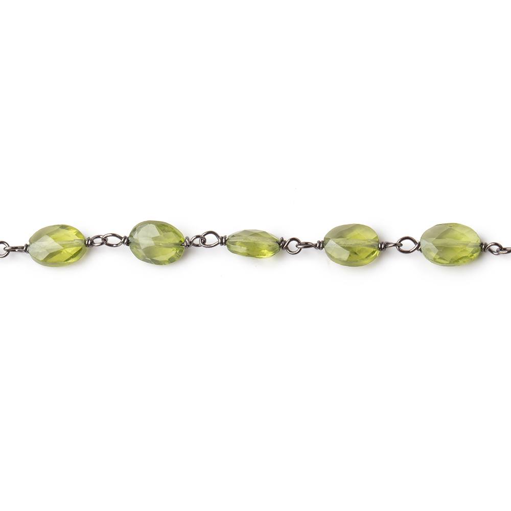 6x5mm Peridot Faceted Oval Beads on Black Gold over .925 Silver Chain - Beadsofcambay.com