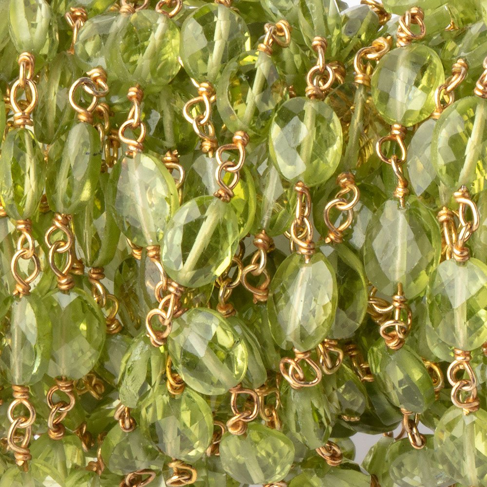 6x5mm Peridot Faceted Oval Beads on Vermeil Chain - Beadsofcambay.com
