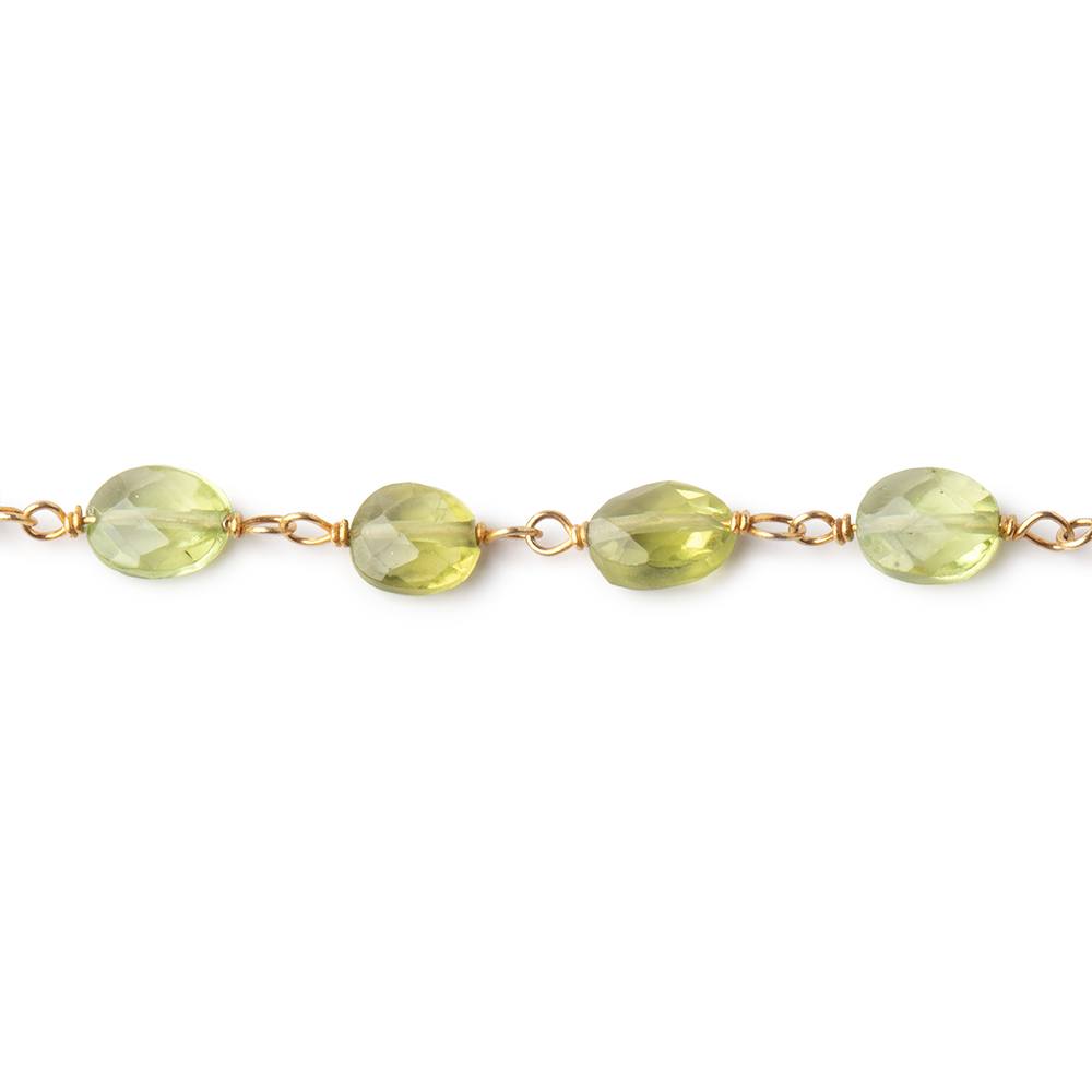 6x5mm Peridot Faceted Oval Beads on Vermeil Chain - Beadsofcambay.com