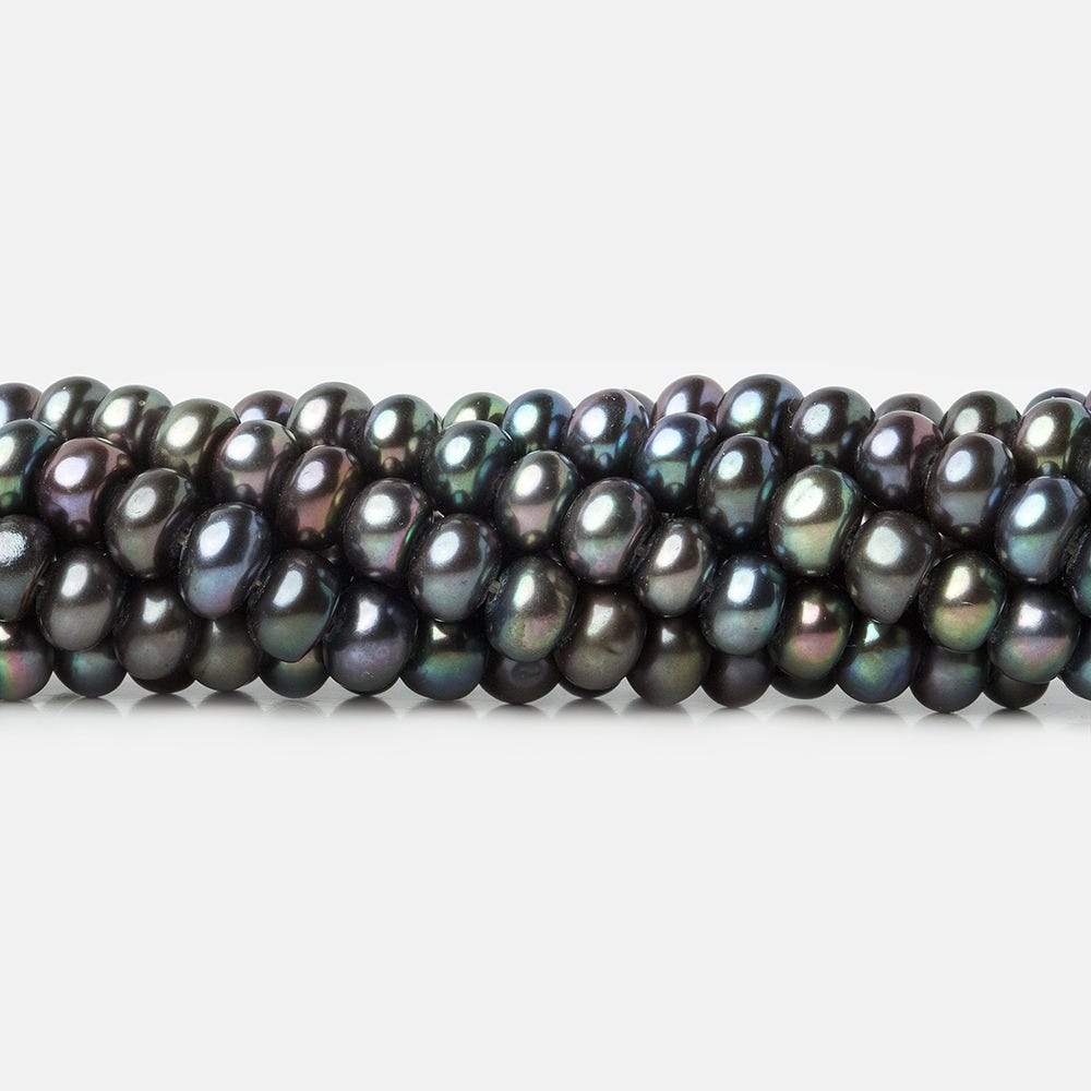 6x5mm Periwinkle Peacock Button Freshwater Pearl 15.5 inch 90 pieces - Beadsofcambay.com