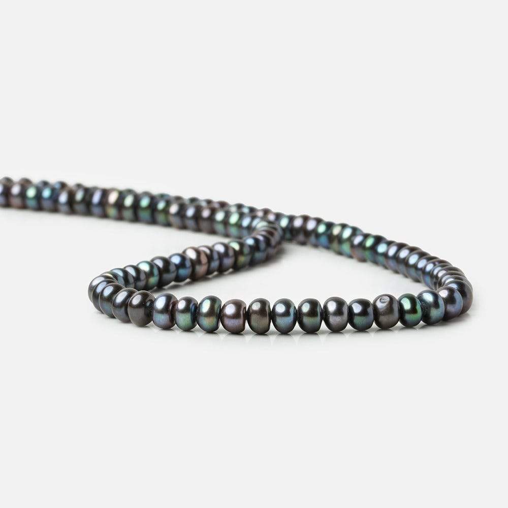 6x5mm Periwinkle Peacock Button Freshwater Pearl 15.5 inch 90 pieces - Beadsofcambay.com