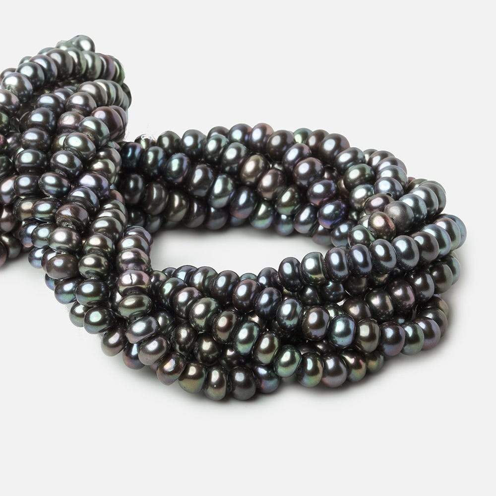 6x5mm Periwinkle Peacock Button Freshwater Pearl 15.5 inch 90 pieces - Beadsofcambay.com