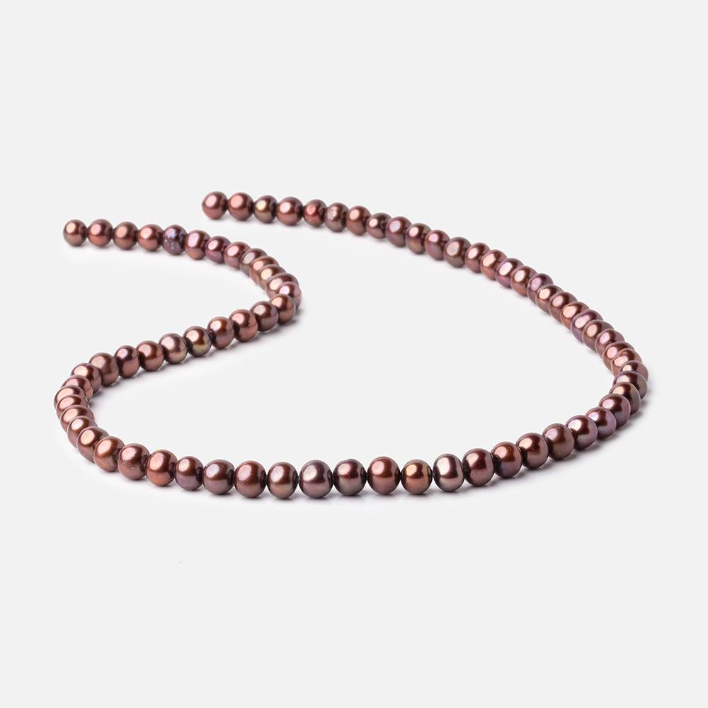6x5mm Purplish Brown Side Drilled Off Round Freshwater Pearls 15 inch 76 beads - Beadsofcambay.com