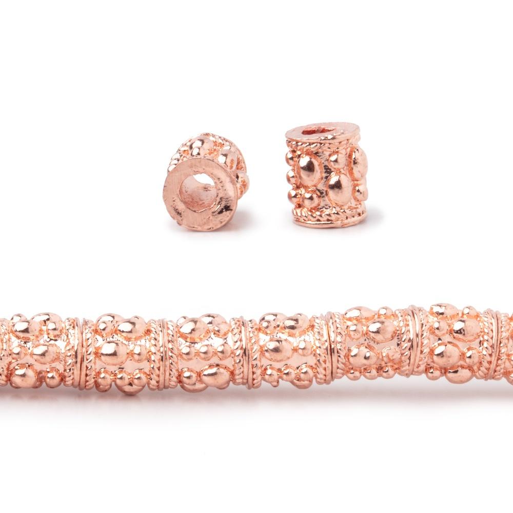 6x5mm Rose Gold Plated Copper Rain Drop Tube Beads 8 inch 33 pieces - Beadsofcambay.com