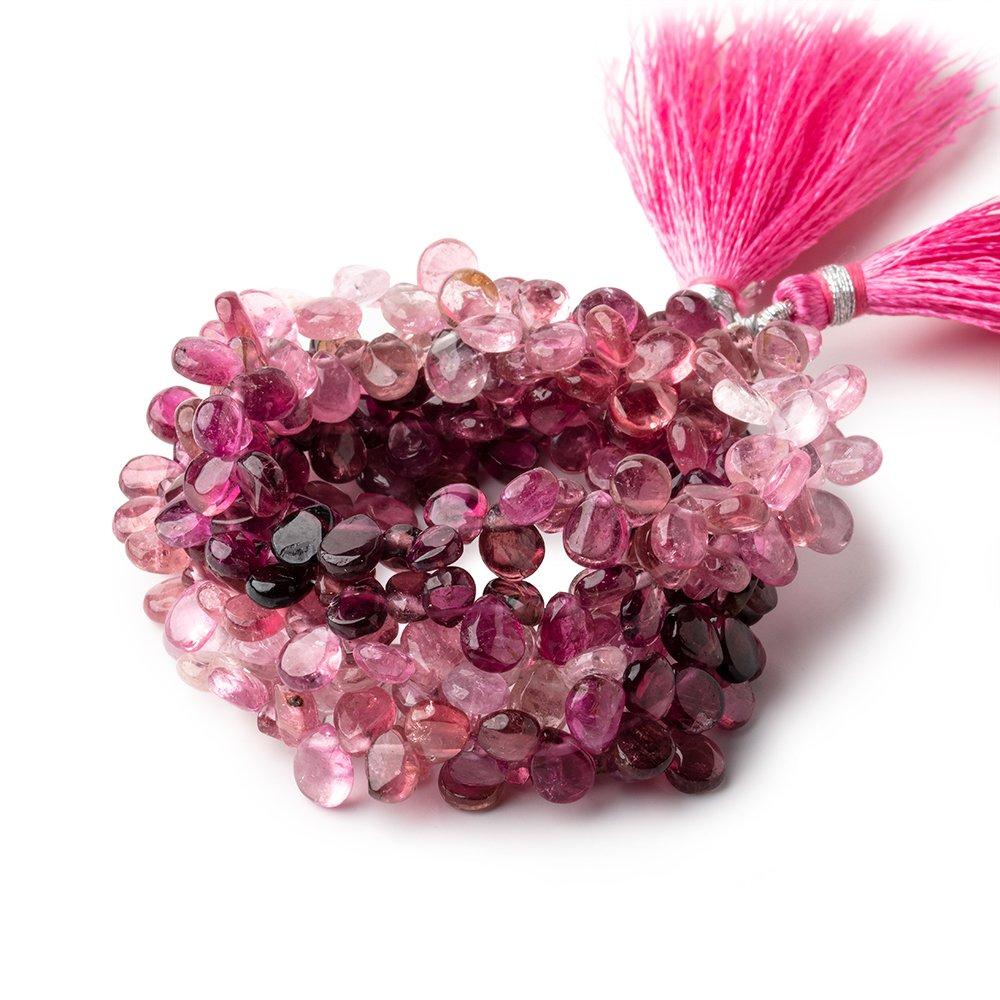 6x5mm Shaded Pink Tourmaline Plain Pear Beads 17 inch 146 pieces AA - Beadsofcambay.com