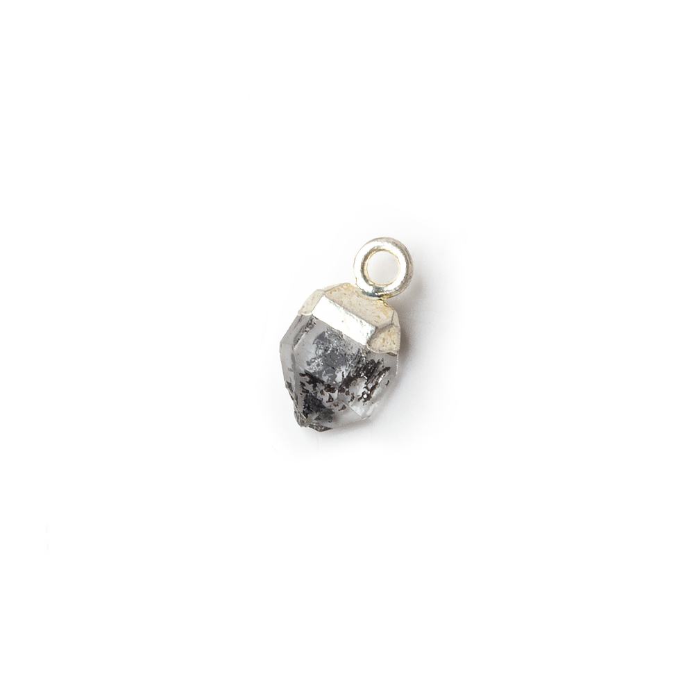 6x5mm Silver Leafed Herkimer Diamond Crystal Quartz Focal Pendant 1 piece - Beadsofcambay.com