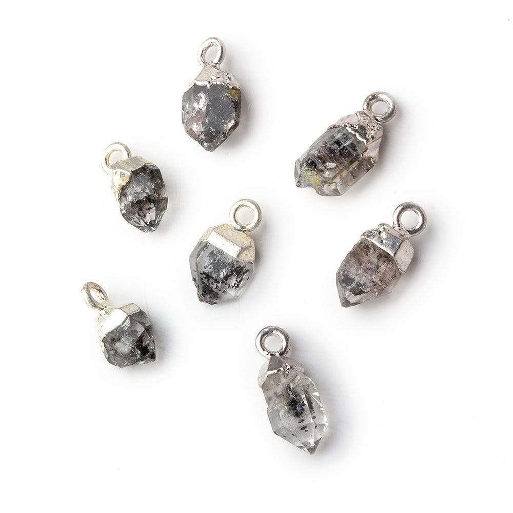 6x5mm Silver Leafed Herkimer Diamond Crystal Quartz Focal Pendant 1 piece - Beadsofcambay.com