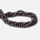 6x5mm Violet Peacock Off Round Side Drilled Freshwater Pearls 15 inch 71 pieces - Beadsofcambay.com