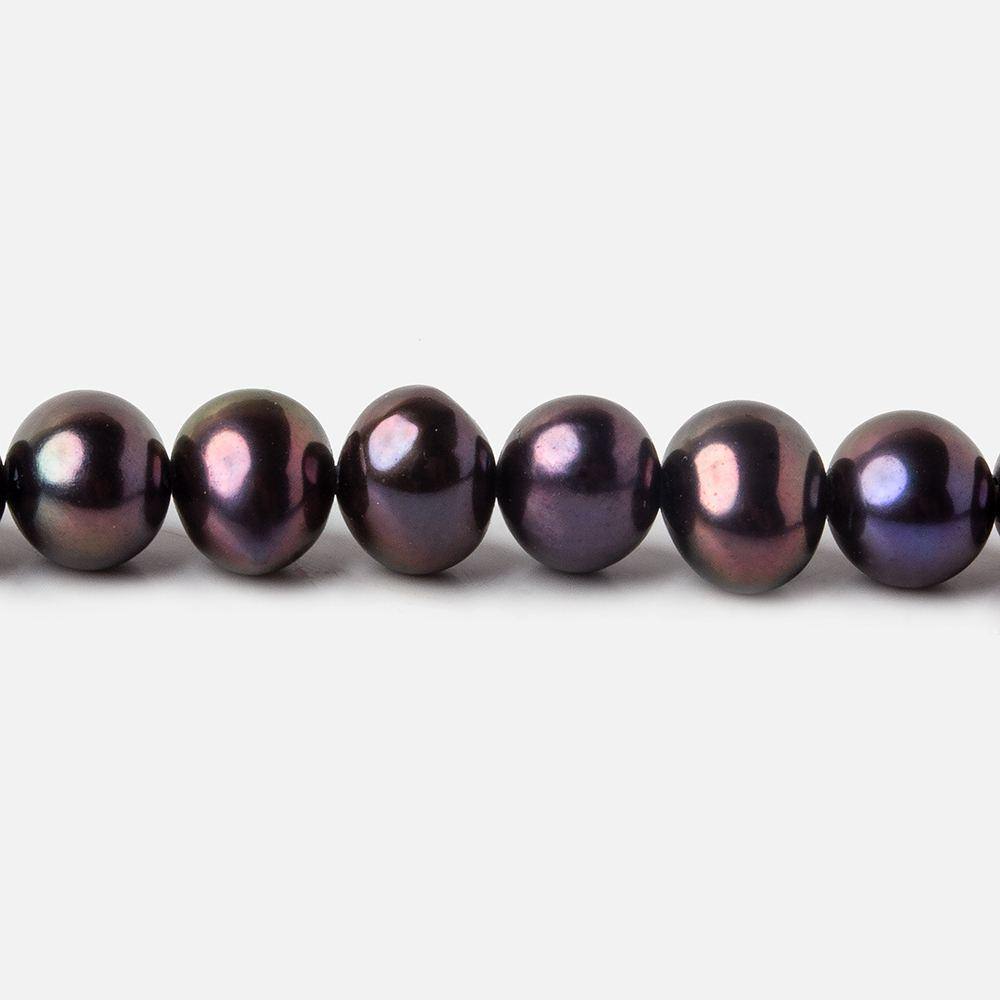 6x5mm Violet Peacock Off Round Side Drilled Freshwater Pearls 15 inch 71 pieces - Beadsofcambay.com
